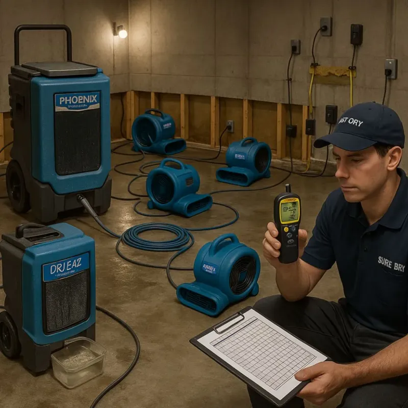 Structural Drying and Dehumidification process in Elmore, AL